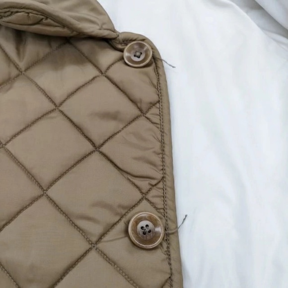 45R /45Rpm Nylon Quilted Long Hoodie Quilted Coat Beige 4-0130T 4-0130 - Picture 4 of 4